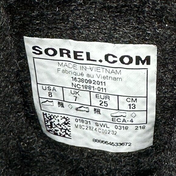 Sorel Snow Boots Youth Size 8 Cub Cozy Warm Insulated Winter Synthetic Black - Picture 12 of 12